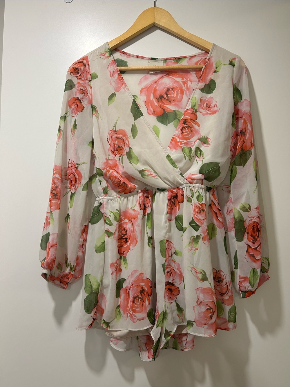 audrey Pink and Green Floral Mini Romper